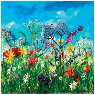 Summer Flowers Square Greetings Card