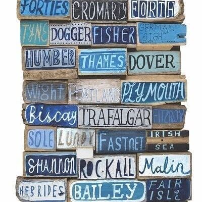 Shipping Forecast Words on Wood Greetings Card