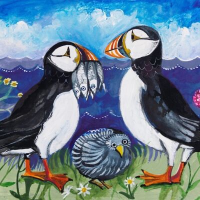 Puffins Greetings Card