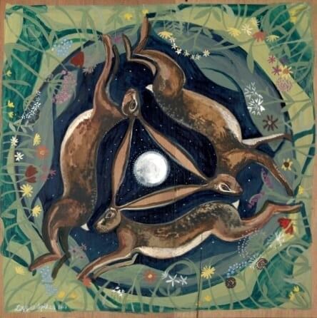 Biglietto d'auguri quadrato delle tre lepri