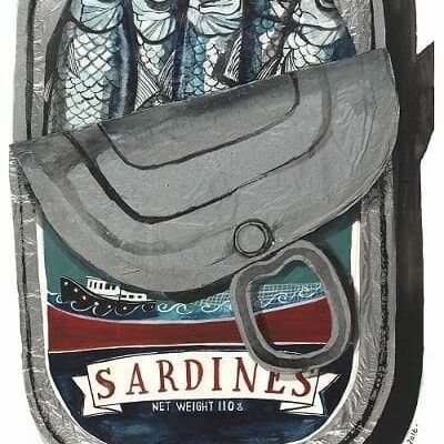 Tarjeta de felicitación de sardinas