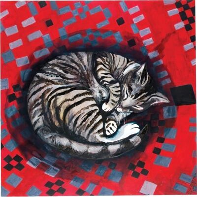 Cartolina d'auguri quadrata del gatto addormentato