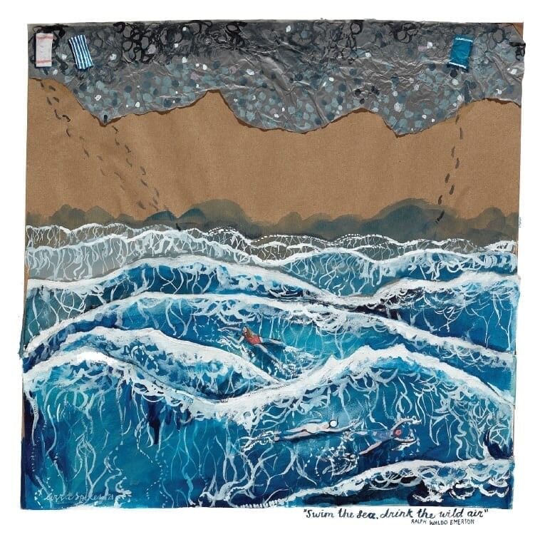 Schwimmen Sie das Meer…… Quadratische Grußkarte