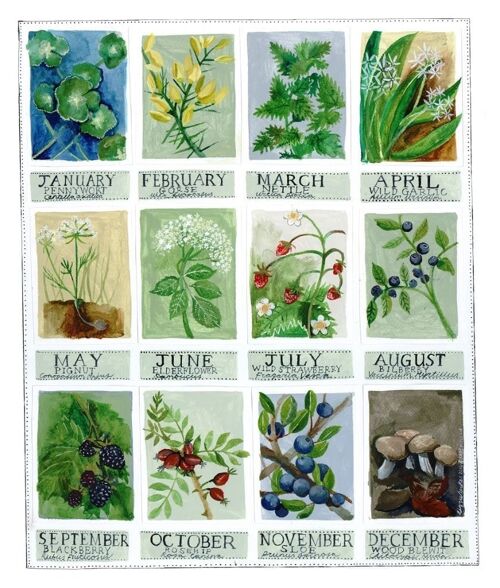 Foraged Calendar Large Greetings Card