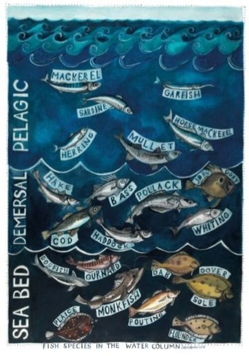 Fish in the Water Column Large Greetings Card