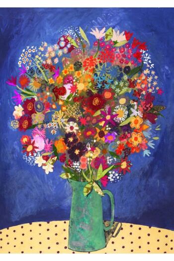Grande carte de vœux avec pichet de fleurs