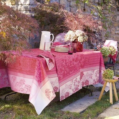 Nappe Anti Tache Geraniums Rose 175 x 255 cm 100% pur coton bio