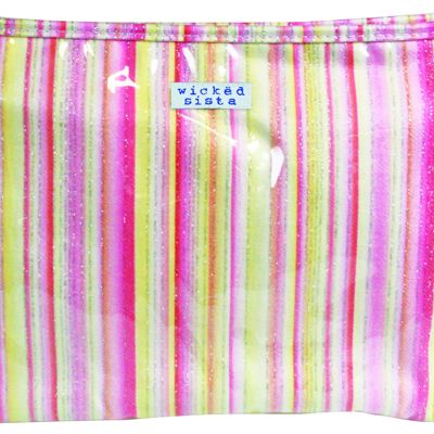 Glitter Stripe Pink Large A-line Cosmetic Bag