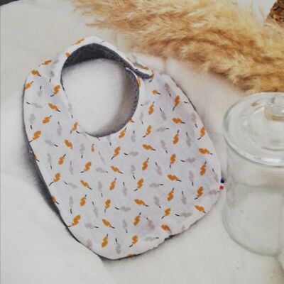 golden feather birth bib