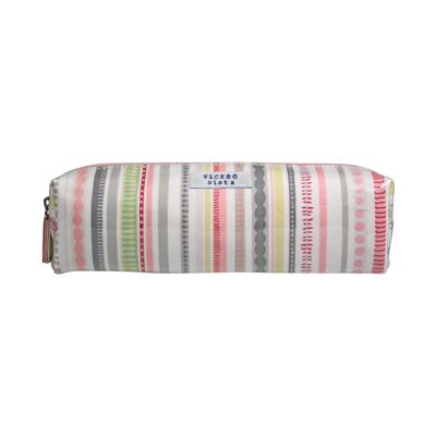 Sassy Stripe Pastel Pink Long Cosmetic Bag