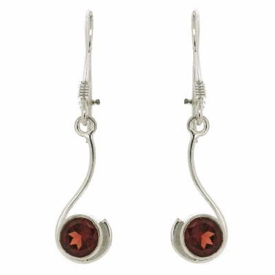 Garnet Facetted Round Curve Earrings with safety catch and Presentation Box