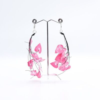 Hand Painted Plastic Hearts on Fishing Wire Earrings - Pink