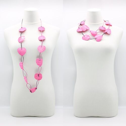 Recycled Plastic Heart Chain Necklaces - Pink