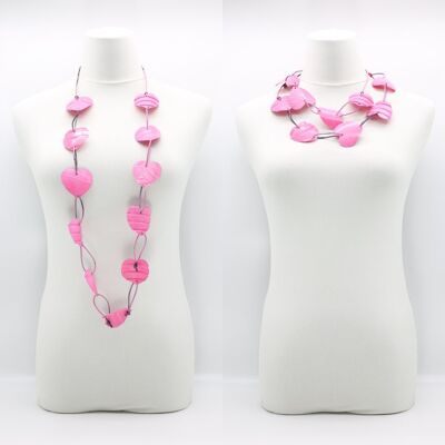 Herzketten-Halsketten aus recyceltem Kunststoff - Rosa