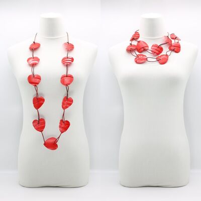 Recycled Plastic Heart Chain Necklaces - Red