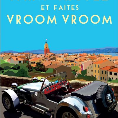 Affiche Lotus Super Seven S2, 1963, à Saint-Tropez