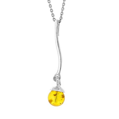 Lemon Amber Pendant with 18" Trace Chain and Presentation Box