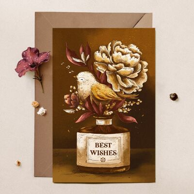 Vogel in einer Vasen-Postkarte