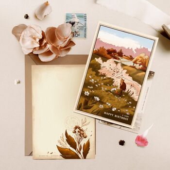 Carte Postale Anniversaire de champ de fleur 2