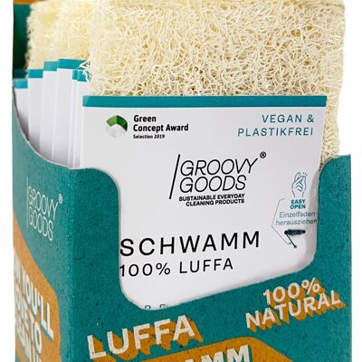 Luffa sponge (2in1: sponge & shelf for solid cleaners & soaps)