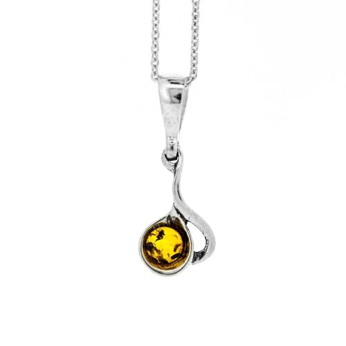 Cognac Swirl Amber Pendant with 18" Trace Chain and Presentation Box