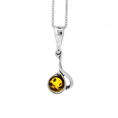 Cognac Swirl Amber Pendant with 18" Trace Chain and Presentation Box