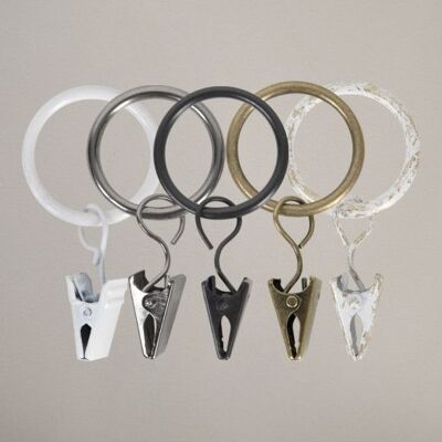Curtain Ring with Clip, 10 pcs, 16/19 mm - White