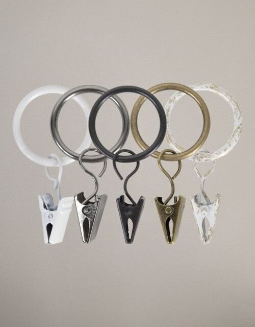 Curtain Ring with Clip, 10 pcs, 16/19 mm - Steel