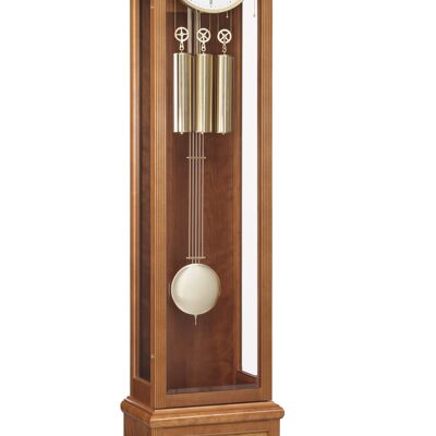 Hermle 01087-160461 grandfather clock with root wood inlays cherry