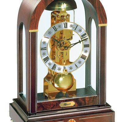 Hermle 22712-030791 table clock walnut with root wood inlays