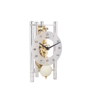 Horloge de table squelette Hermle 23022-X40721 avec colonnes en aluminium anodisé