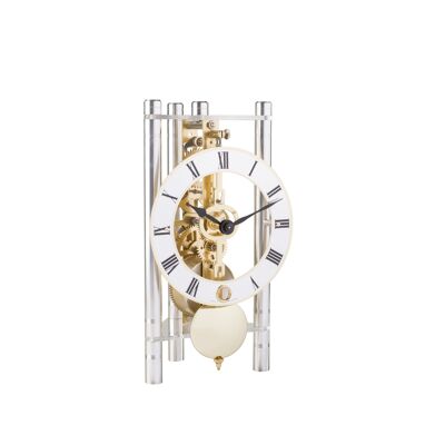 Horloge de table squelette Hermle 23023-X40721 avec colonnes en aluminium anodisé