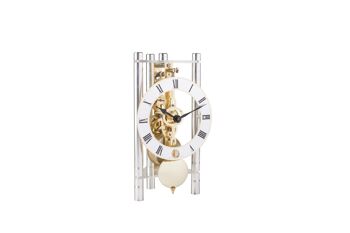 Horloge de table squelette Hermle 23023-X40721 avec colonnes en aluminium anodisé
