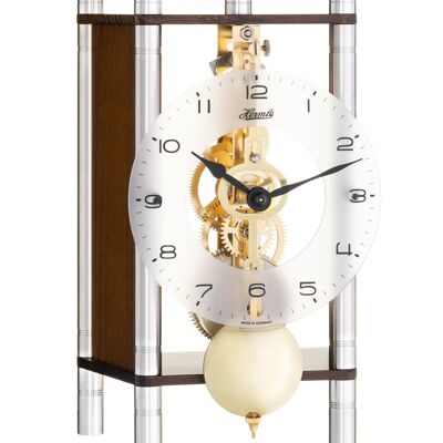 Horloge de table squelette Hermle 23036-030721 avec colonnes en aluminium anodisé