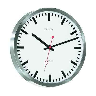 Hermle train station clock 30471-002100 quartz, silver