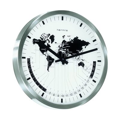 Hermle station clock world 30504-002100 quarzo, argento
