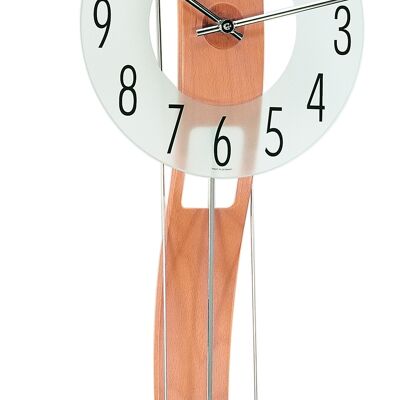 Hermle 70644-382200 pendulum wall clock with frosted glass dial, beech