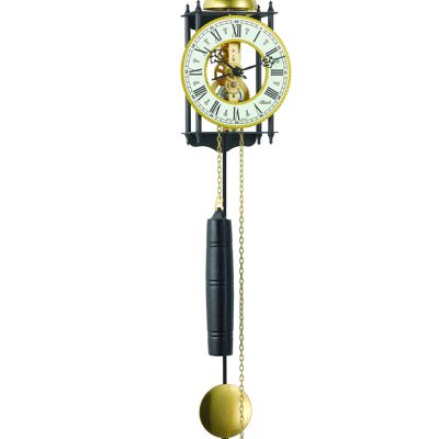 Hermle 70731-000711 Skeleton Pendulum Wall Clock, Black Gold