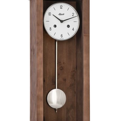 Hermle 71002-030141 reloj de pared de péndulo vanguardista, mecanismo de sonería mecánica sonería de 1/2 hora, nogal