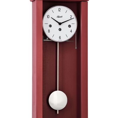 Hermle 71002-360341 Reloj de pared de péndulo vanguardista, mecanismo de sonería Westminster, rojo