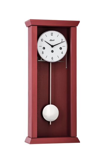 Hermle 71002-360341 Horloge murale à pendule avant-gardiste, mécanisme de sonnerie mécanique Westminster, rouge