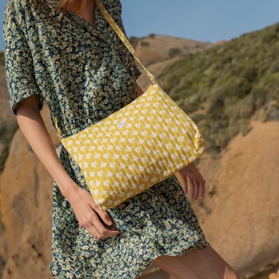 LAURI - Pochette bandoulière toile matelassé jaune