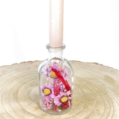 Dried flowers in bottle SMALL PINK
