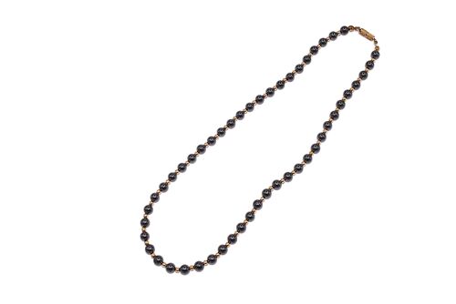 Halskette aus echten Edelsteinen ca. 6 mm mit ca. 3 mm vergoldeten Kugeln