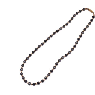 Halskette aus echten Edelsteinen ca. 6 mm mit ca. 3 mm vergoldeten Kugeln