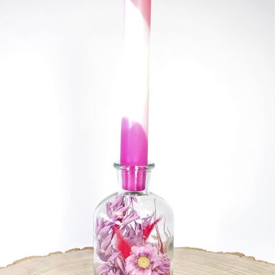 Trockenblumen in Flasche mittel PINK