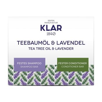 Coffret cadeau : shampoing solide et après-shampooing solide huile d'arbre à thé & lavande 1