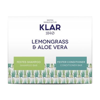 Coffret cadeau : shampoing solide et après-shampooing solide Lemongrass&Aloe Vera