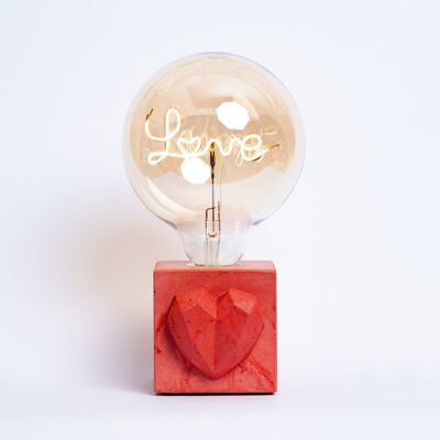 LOVE LAMP - Cemento colorato rosso - Lampadina dell'amore