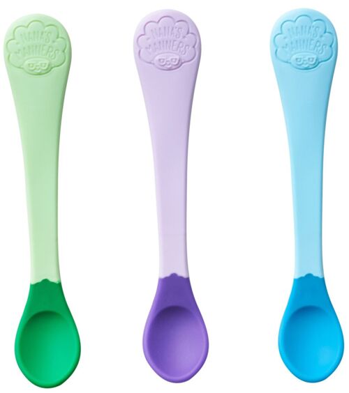 Compra Fase 1 - Colore del cucchiaio per lo svezzamento - Confezione mista  da 3 (viola, blu, verde) all'ingrosso